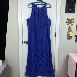 NWT A New Day blue long crotchet dress size XXL. Sleeveless with lining. Tie